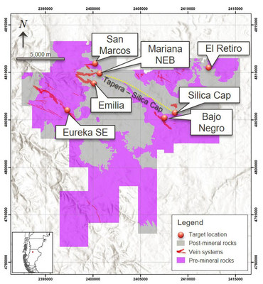 Figure 2: Plan Map of the Cerro Negro project and selected target locations. (CNW Group|Goldcorp Inc.)