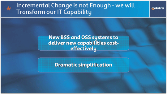 (INCREMENTAL CHANGE IS NOT ENOUGH - WE WILL TRANSFORM OUR IT CAPABILITY)