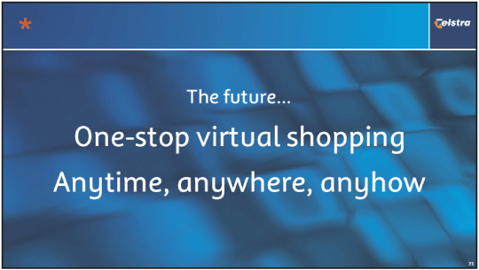 (THE FUTURE... ONE-STOP VIRTUAL SHOPPING ANYTIME, ANYWHERE, ANYHOW)