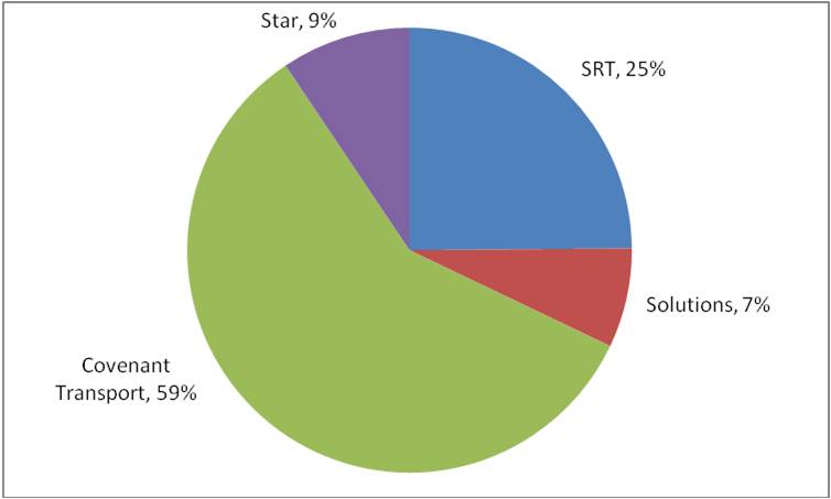 Distributin of Revenue Among Subsidiaries (chart)