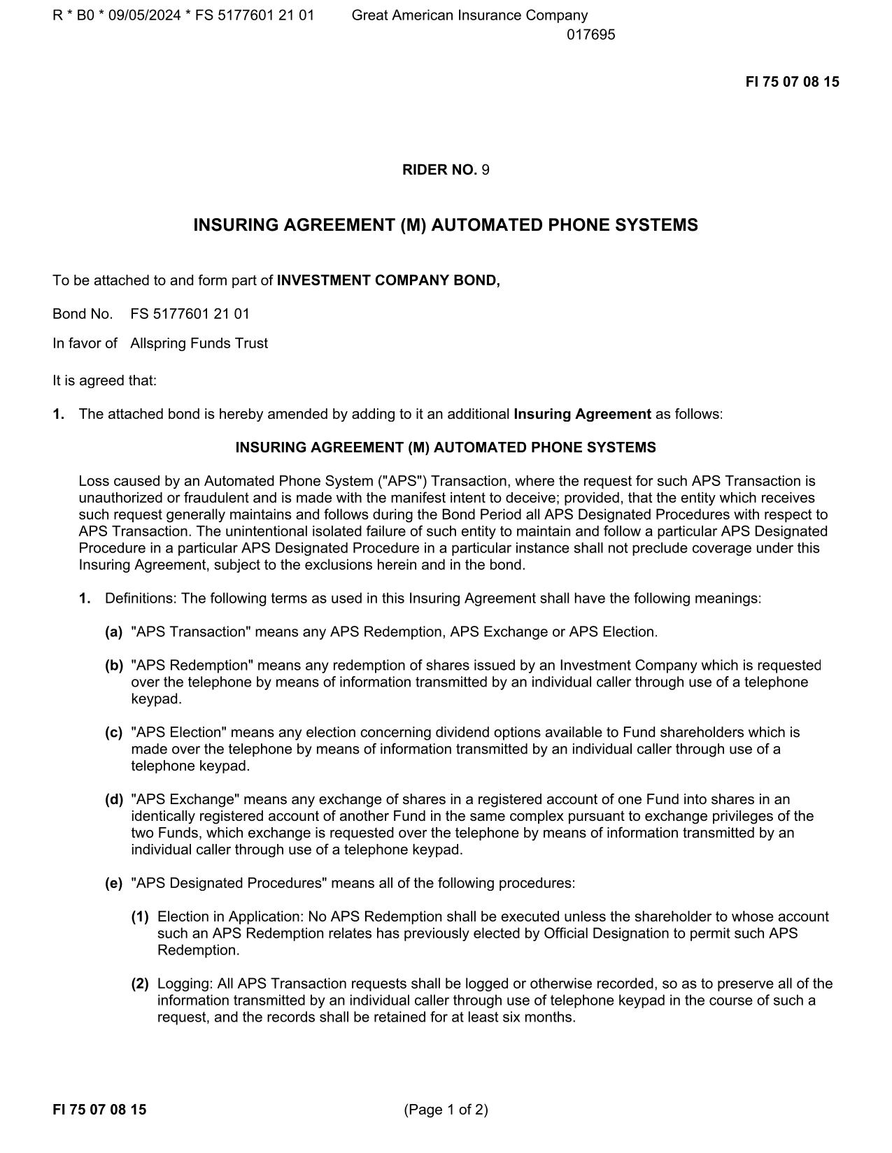 2024 9 ICB Allspring Funds - 00 GAIC - Primary Policy $20M (v2).pdf page 34