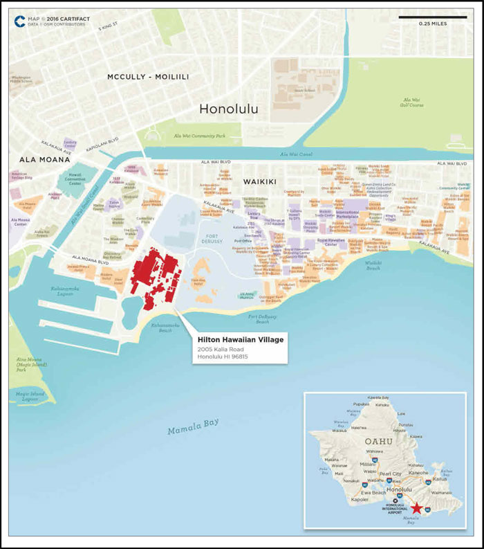 Hilton Hawaiian Village ￼- A layout and property map of the resort -  Honolulu #hiltonhawaiianvillage 