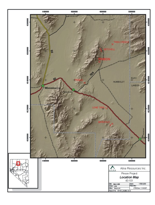 Location Map of the Pinson Mine Project