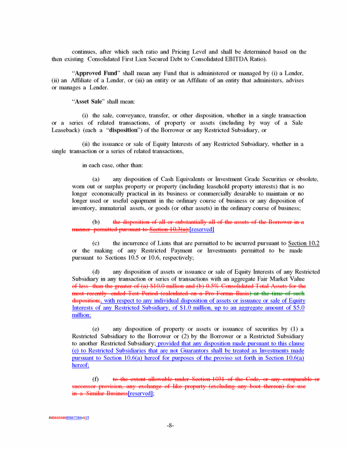 Ex 10 5 6 A17 17989 2ex10d5 Htm Ex 10 5 Exhibit 10 5 Draft E X E C U T I O N V E R S I O N C O N F I D E N T I A L First Amendment And Limited Waiver To Credit Agreement This First Amendment And Limited Waiver To