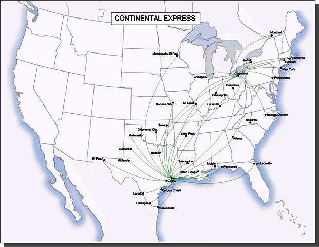 March Route Map Continental Airlines