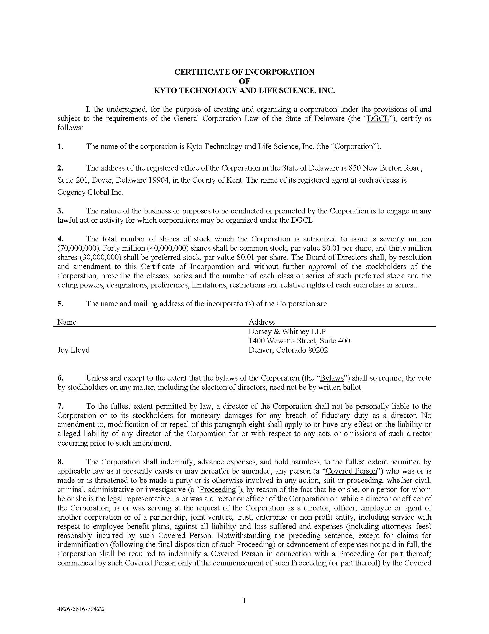 Exhibit 3 i c Amended Articles of Incorporation