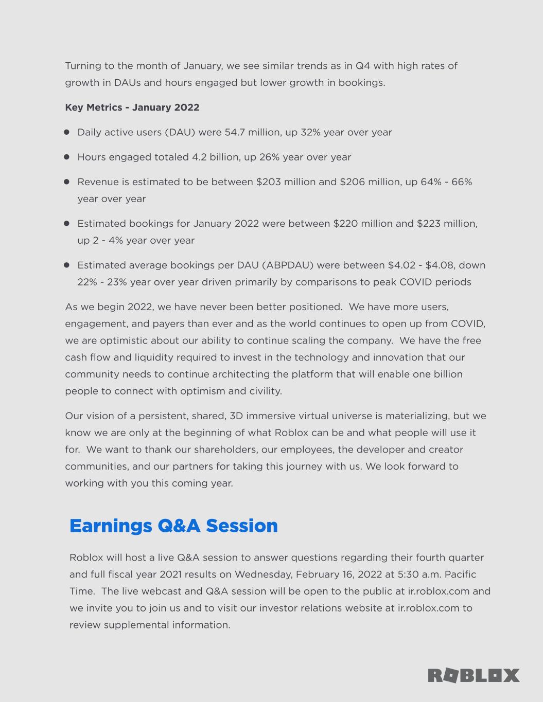 Roblox (RBLX) Q3 2023 earnings results report 20% increase in DAUs  year-over-year