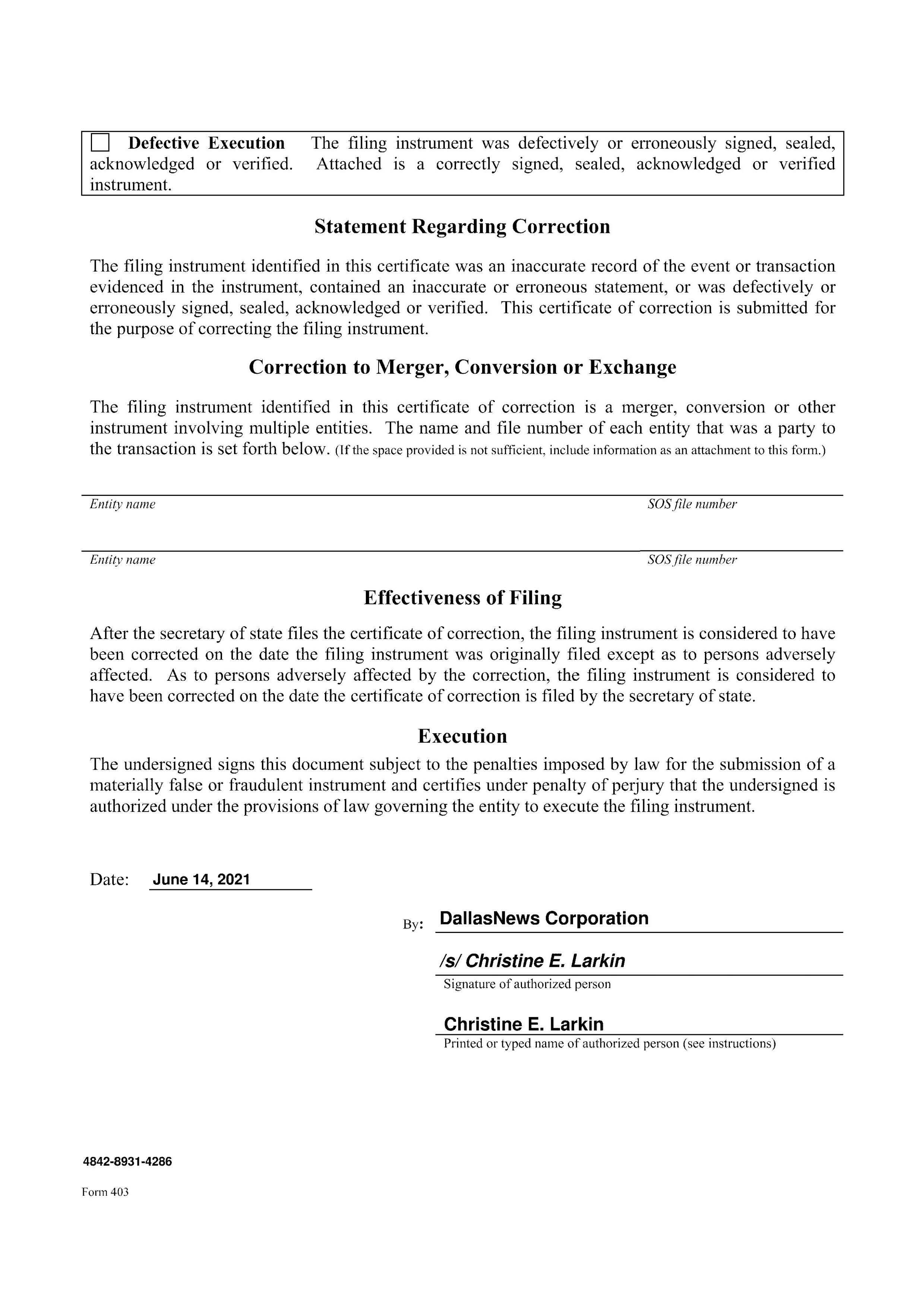 X:\TX\Dept\Corp-Qrtly-Financial-Reporting\2021\Q2 2021\Press Releases\8-K Amendment to Cert of Formation and Bylaws\TX Certificate of Correction (re Cert of Amend future date_ FILED 06.14.2021)_original to be filed with the SEC_Page_4.jpg