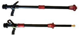 A close-up of a couple of black and red rods  Description automatically generated