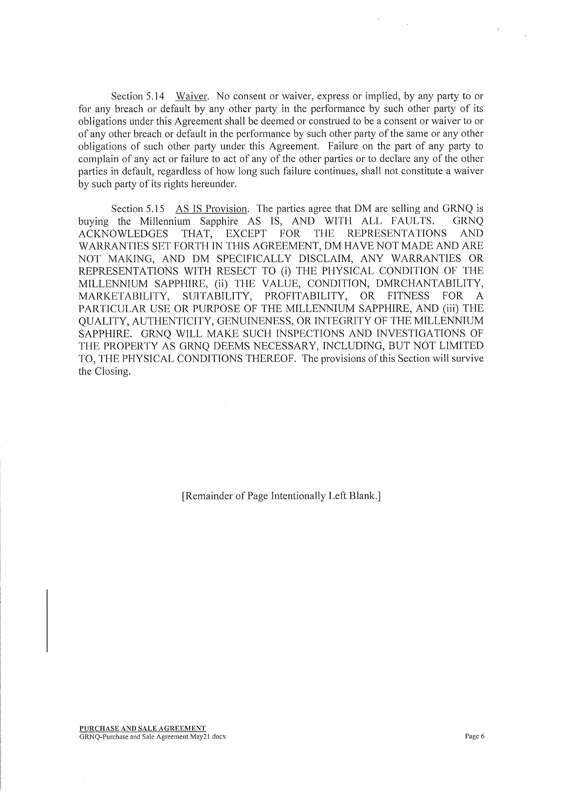 Greenpro Capital Corp Ex 10 1 Purchase And Sale Agreement Of Millennium Sapphire Dated May 27 2020 Between The Company And Daniel Mckinney 18 19 June 01 2020