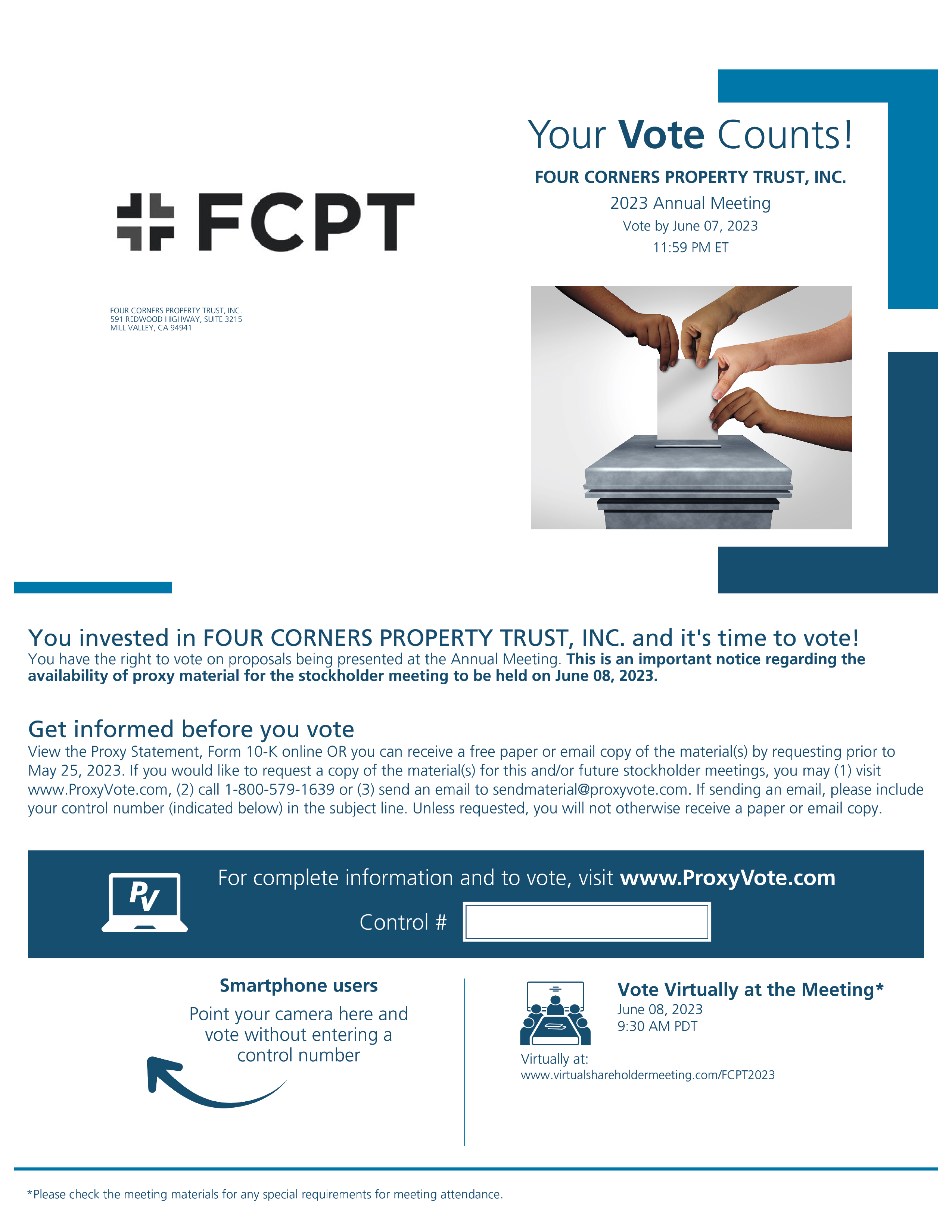 Four Corners Property Trust, Inc. (FormDEFA14A) - Four Corners Prop  (NYSE:FCPT) - Benzinga