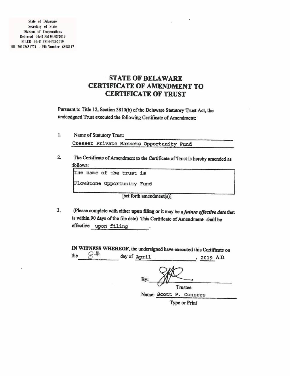 Ex 99 A 5 2 A18 1ex99da5 Htm Ex 99 A 5 Exhibit 99 A 5 Delaware The First State Page 1 I Jeffrey W Bullock Secretary Of State Of The State Of Delaware Do Hereby Certify The Attached Is A True And