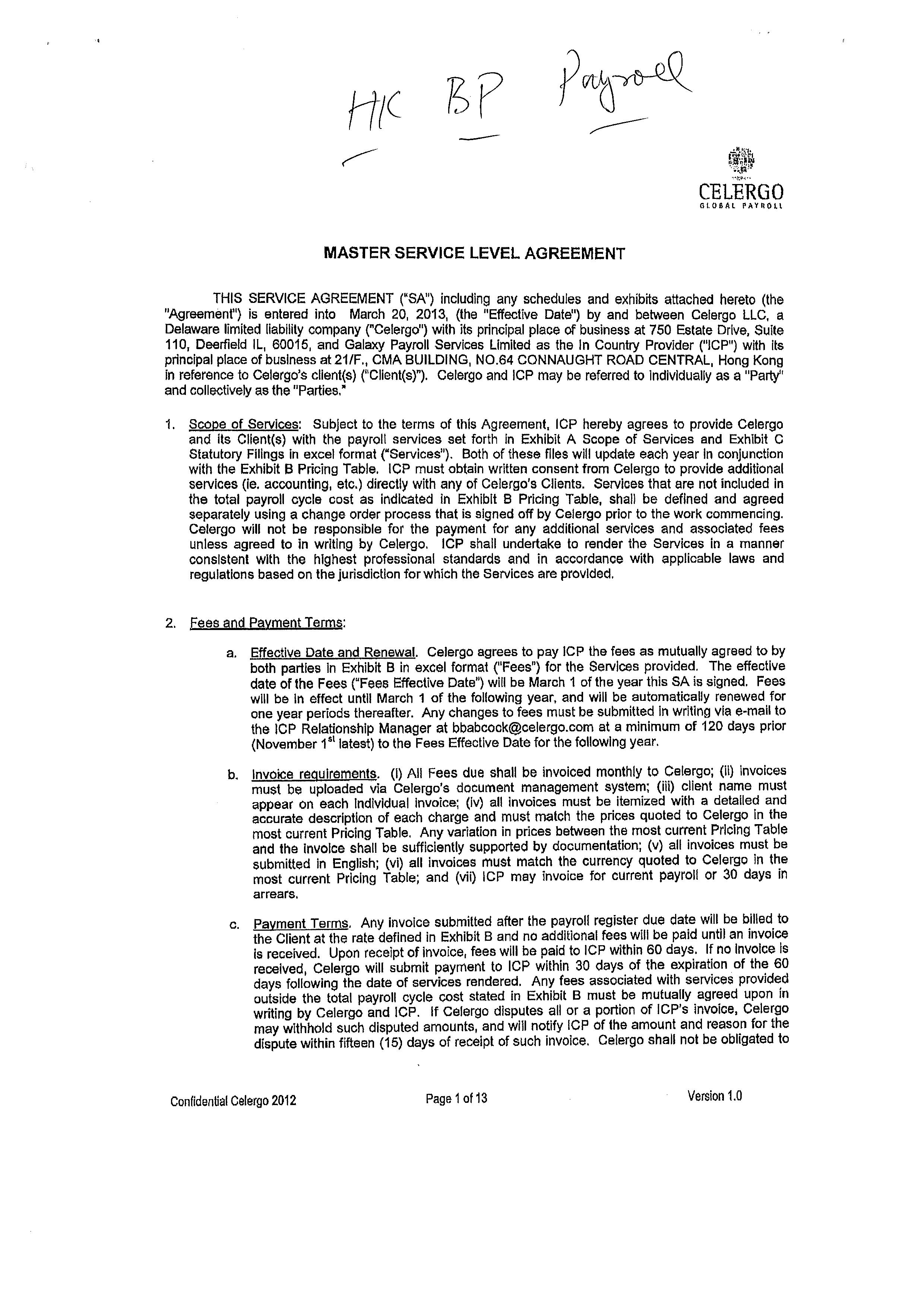 payroll services agreement template