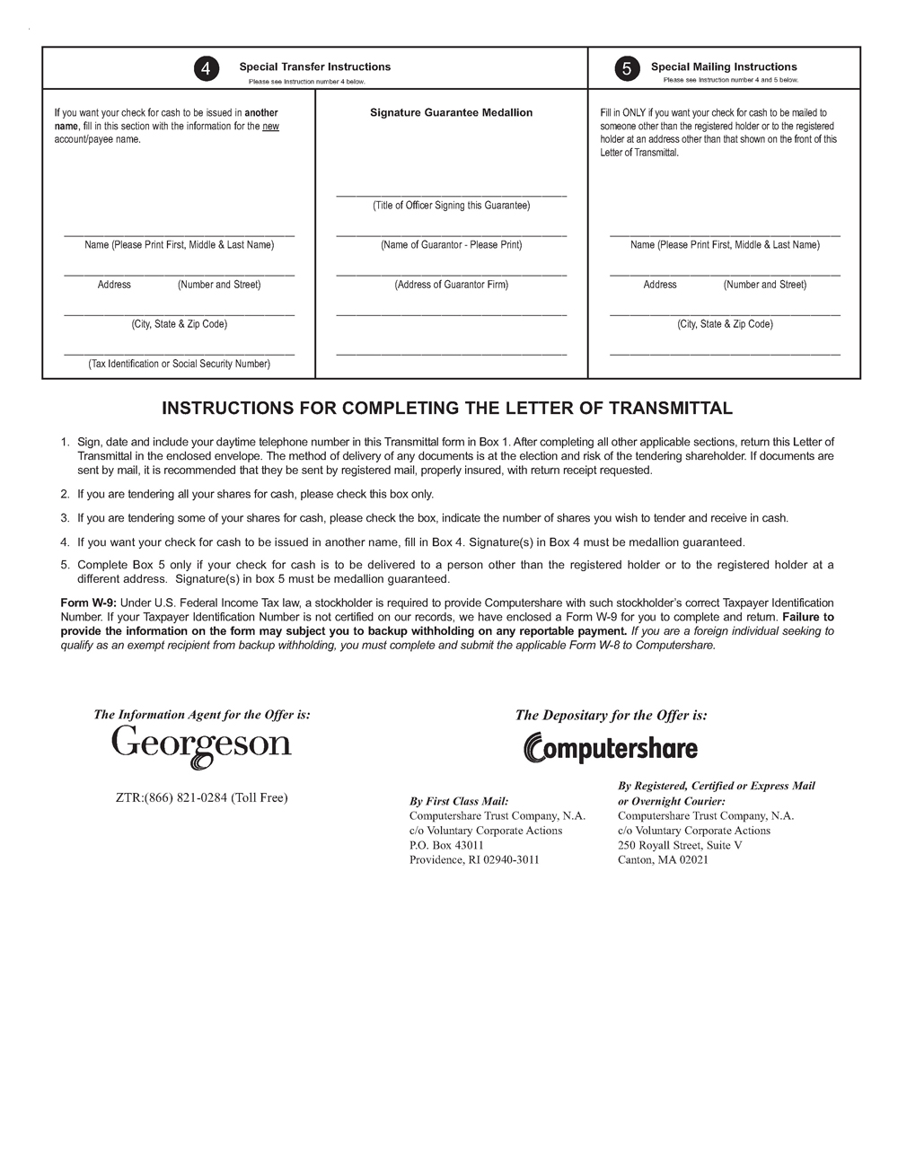 Ex 99 A 1 Ii 3 T Ex A1ii Htm Form Of Letter Of Transmittal Exhibit