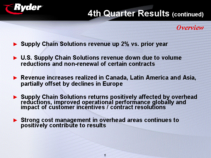 (4TH QUARTER RESULTS - CONTINUED)