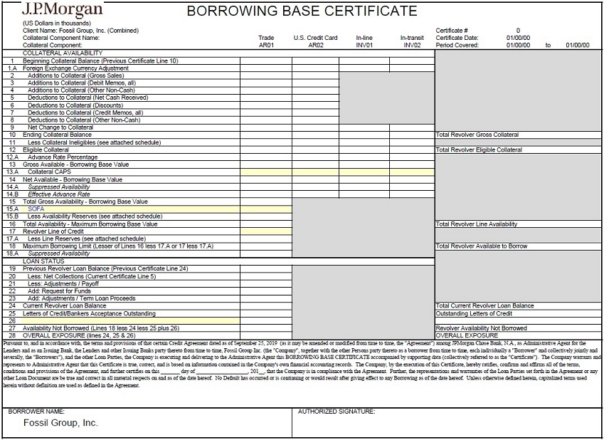 Credit Agreement Dated As Of September 26 2019 By And