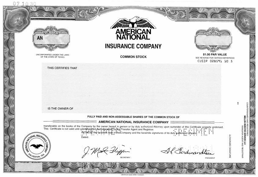 (STOCK CERTIFICATE)