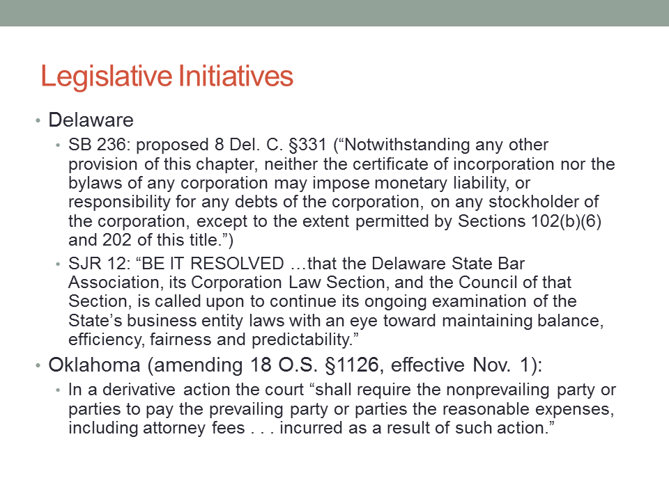 Legislative Initiatives